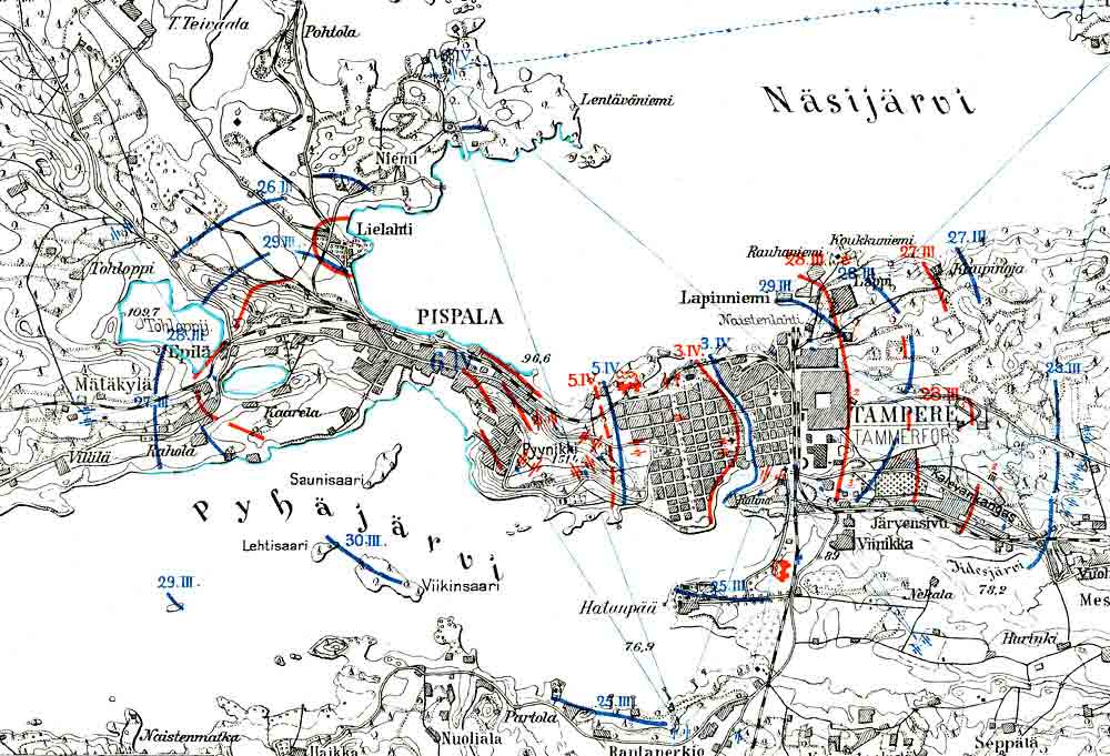 näsijärvi kartta Punainen Pispala; 1910, Epilän taistelut näsijärvi kartta